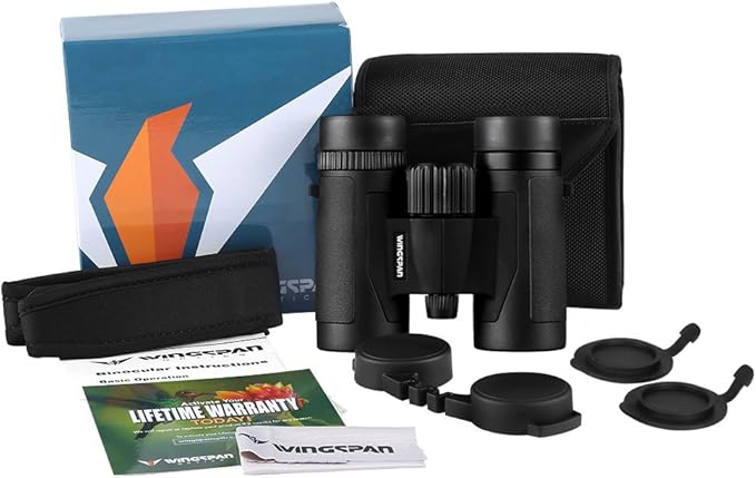 Wingspan Optics FieldView 8X32 Compact Binoculars for Bird Watching. Lightweight and Compact for Hours of Bright, Clear Bird Watching. Also for Outdoor Sports Games and Concerts