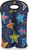 Neoprene Wine Tote, Bottle Carrier Gag Insulating Neoprene Thicker, Insulated Wine Bag for Travel Holds Two Bottles, Bottle Carrier Bags Protect the Bottles, Colorful Stars