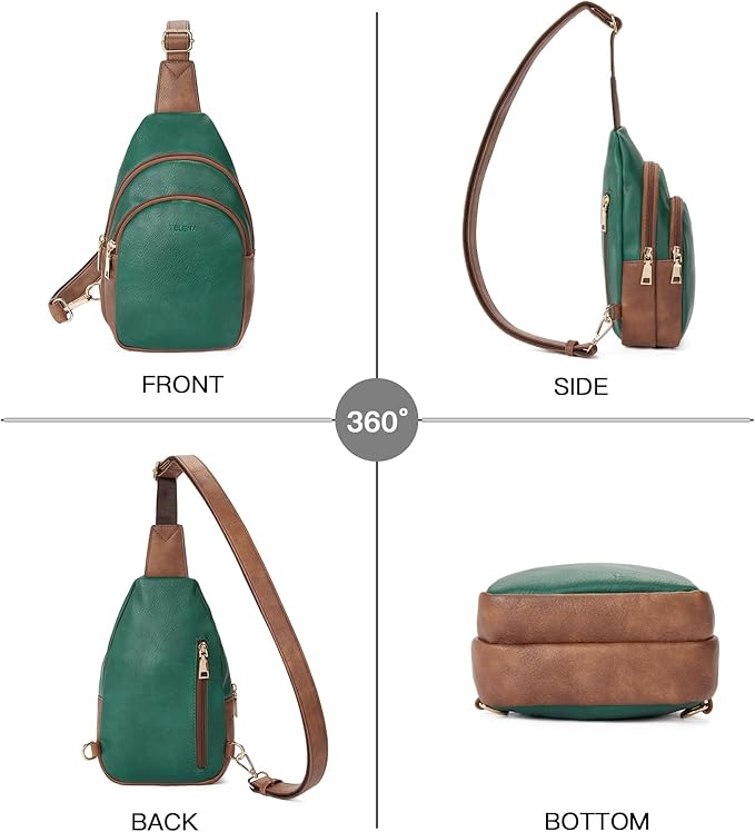 Telena Small Sling Bag for Women Leather Crossbody Fanny Packs Chest Bag for Women