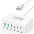 USB C Fast Charger Block, 150W 6 Port Desktop PD GaN Fast Charger Charging Station Block 65W USB C Laptop Power Adapter for MacBook Pro/Air iPad iPhone 16 15 14 13 12 Pro Max Galaxy S23 Note 20 Pixel
