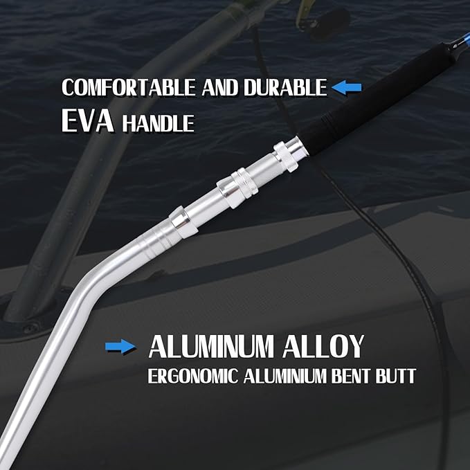 Fiblink Saltwater Offshore Heavy Trolling Fishing Rod Big Game Conventional Boat Fishing Roller Rod Pole with All Roller Guides (Heavy Power, 5-Feet 1-Inch)