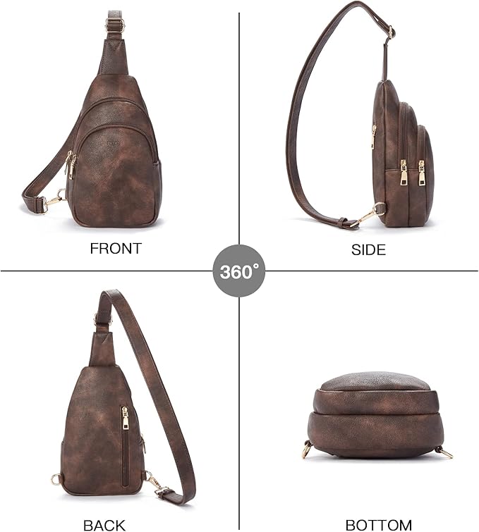 Telena Small Sling Bag for Women Leather Crossbody Fanny Packs Chest Bag for Women