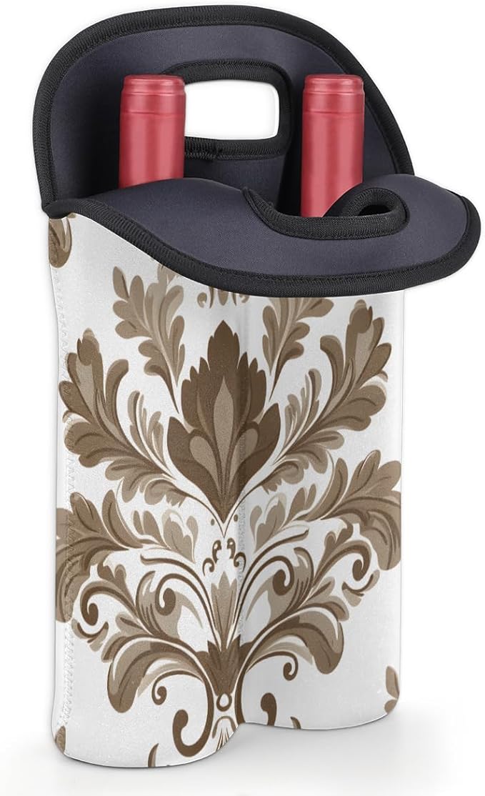 Neoprene Wine Tote, Bottle Carrier Gag Insulating Neoprene Thicker, Insulated Wine Bag for Travel Holds Two Bottles, Bottle Carrier Bags Protect the Bottles, White Totem