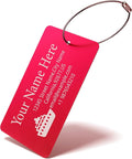 Luggage Tags for Suitcase - Personalized Engraved Metal Tag for Cruise Travel - Custom Name Tags Suitable for Bags and Backpacks(Red)