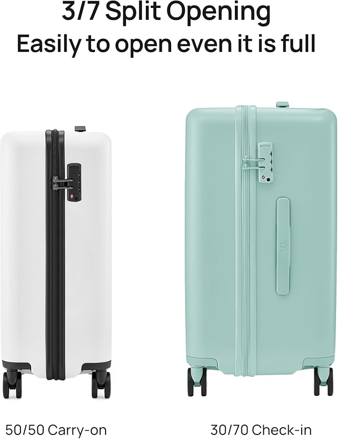 Trunk Luggage 22 Inch, Small Checked Luggage with Double Spinner Wheels, Dry Wet Separate Design, PC Hard Case Suitcase, Lightweight Travel Luggage, TSA Approved (Mint Green, Danube)