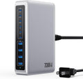 730W USB C Charger Block,10-Ports GaN V Fast Charging Station Hub,QC4.0+3 PD 100W Laptop Charger Wall Power Adapter for MacBook Pro/Air,DELL,iPhone 17/16/15/14,iPad,Galaxy S25,Pixel,Steam Desk-Silver