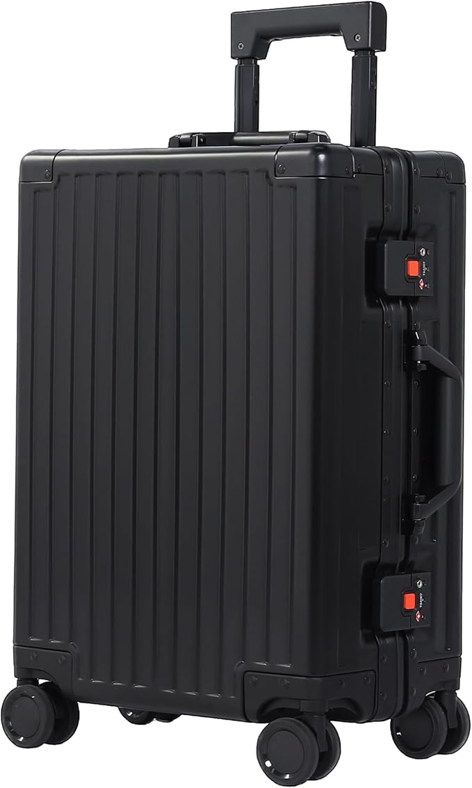 UrbanExplorer All Aluminum Carry On Luggage 22x14x9 Airline Approved Heavy Duty Hard Shell Suitcases Zipperless Suitcase with TSA Lock, Black, 20 Inch