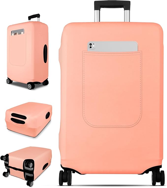 Slohif Luggage Cover for Suitcase Tsa Approved Protector - Luggage Sleeve Suit Case Cover Travel Stretch Large Baggage Case Protective Washable Fit 26-28 Inch Rose