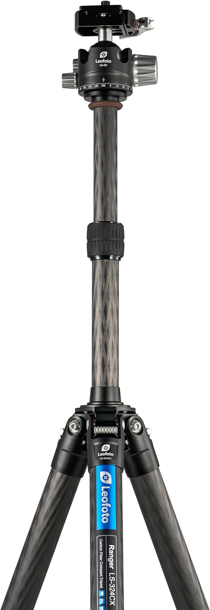 Leofoto LS-324CX+LH-40LR Travel Tripod, Ranger Series, Carbon Fiber, 4 Leg Sections, Lightweight, Ball Head Set