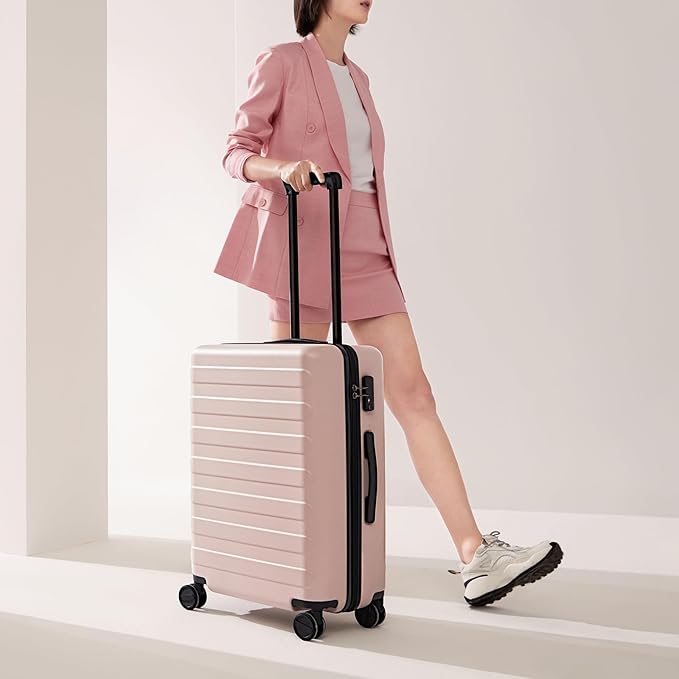 Carry on Luggage 22 X 14 X 9 Airline Approved, 20 Inch Luggage for 3-5 Days Travel, Double Spinner Wheels, 100% Hardshell PC, TSA Lock (04-Pink (Basic), Checked 24-Inch)