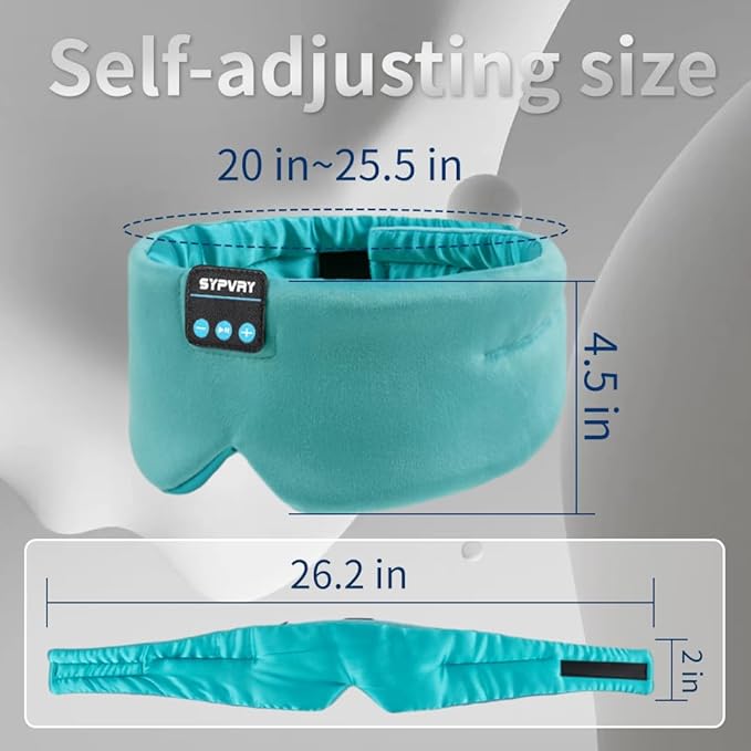 Sleep Mask Bluetooth 5.4 Headphones Soft Wireless Headband Eye Mask Blackout with Microphone (Emerald)