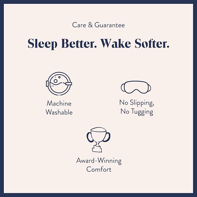 Brooklinen Silk Eye Mask for Sleeping – Ivory, 100% Mulberry Silk Sleep Mask with Soft Elastic Strap, Machine Washable, Breathable & Cool-to-The-Touch – Ideal for Sleeping & Traveling