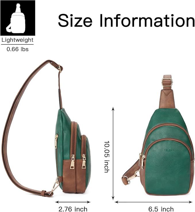Telena Small Sling Bag for Women Leather Crossbody Fanny Packs Chest Bag for Women