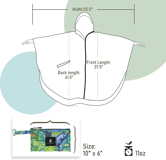 SaphiRose Unisex Rain Poncho Raincoat Hooded for Adults Women with Pockets