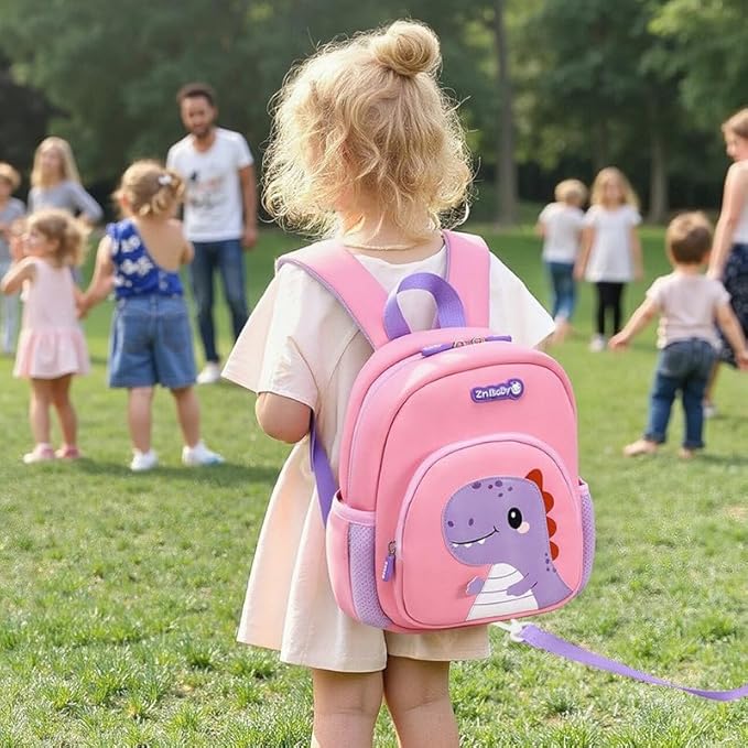 Padgene Toddler Harness Backpacks Safety Leash Kids Anti Lost Kindergarten Preschool Backpack Neoprene Lightweight Animal Schoolbag 3D Cartoon Dinasour Mini Travel Bag for Boys Girls Ages 3-5
