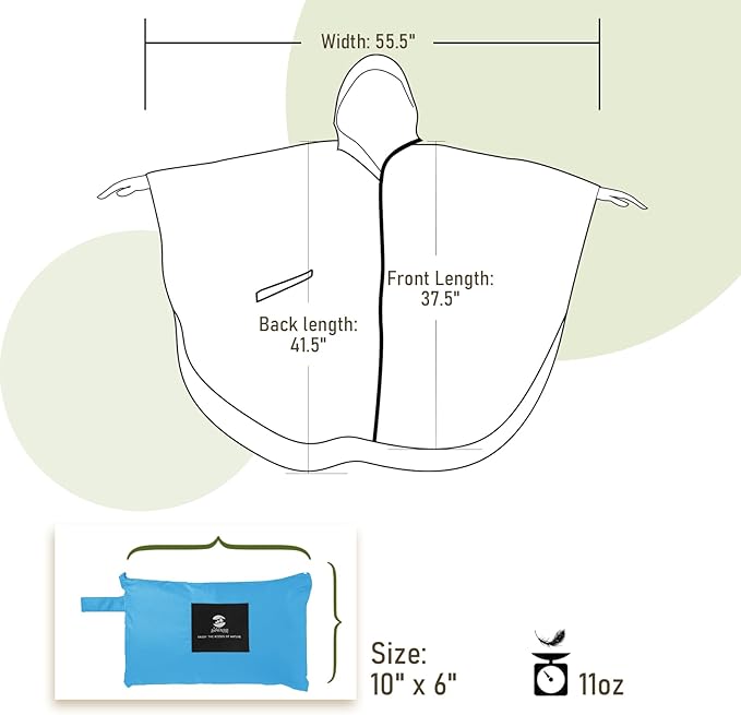 SaphiRose Unisex Rain Poncho Raincoat Hooded for Adults Women with Pockets