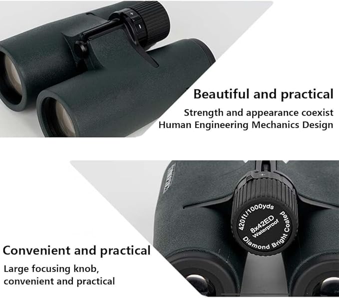 10x42ED Compact Binoculars for Adults – High-Powered BAK4 Prisms, Diamond White Coating, Waterproof & Fogproof, Rubber Armored – Ideal for Bird Watching, Hunting, Travel, Outdoor Sports
