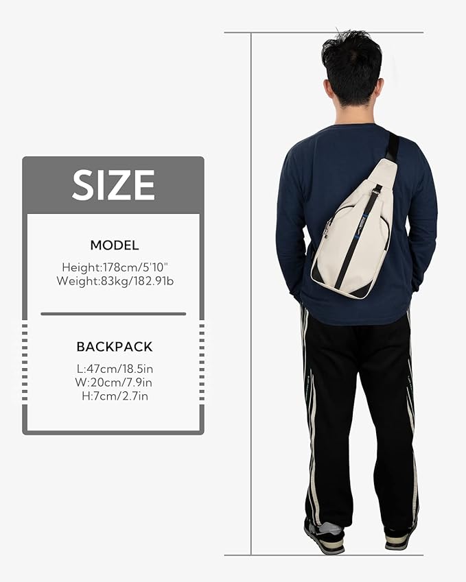 WATERFLY Small Crossbody Sling Backpack Anti Theft Backpack for Traveling Chest Shoulder Bag