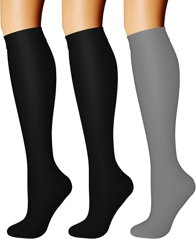 CHARMKING Compression Socks for Women & Men Circulation (3 Pairs) 15-20 mmHg is Best Support for Athletic Running Cycling
