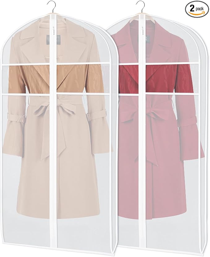 Zilink Clear Suit Coat Bags for Storage 50-inch Dress Bags for Hanging Clothes with 3" Gusset Suit Cover Bag for Coat, Dress Closet Storage