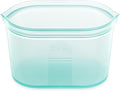 Zip Top Reusable Food Storage Bags | Large Dish [Teal] | Silicone Meal Prep Container | Microwave, Dishwasher and Freezer Safe | Made in the USA