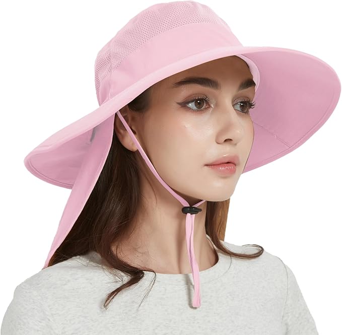 Fishing Hat Breathable Wide Brim Sun Hats with Neck Flap Bucket Hat Outdoor Safari Hat for Men Women UPF 50+ Sun Protection