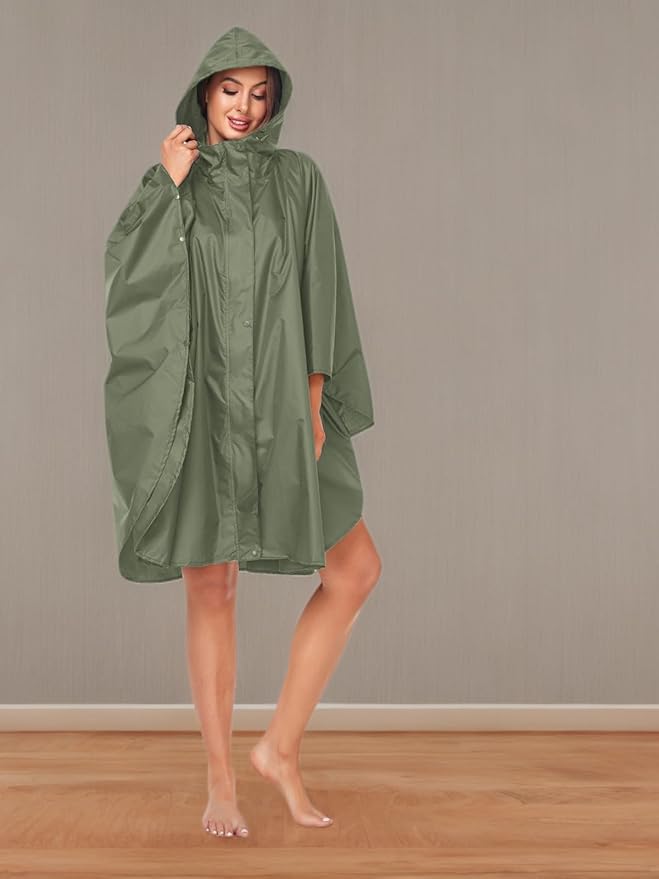 SaphiRose Unisex Rain Poncho Hooded Waterproof Raincoat for Adults Women