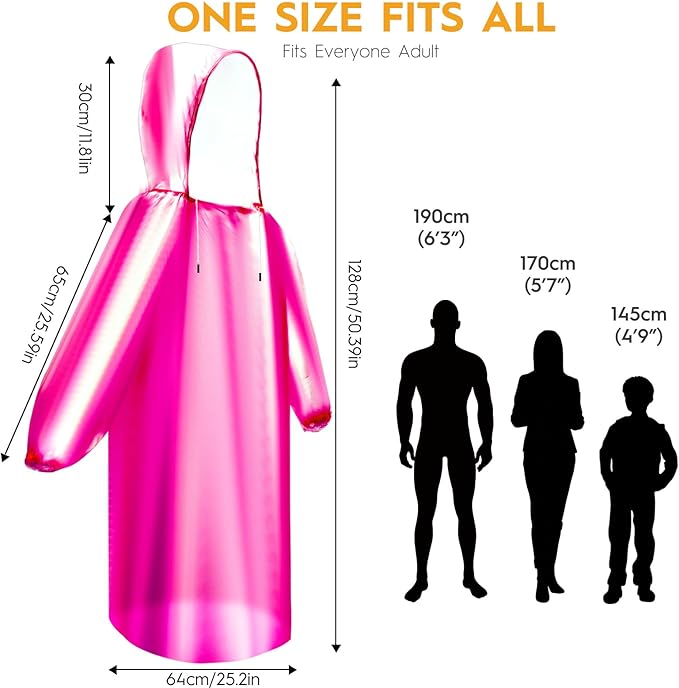 Bruvoalon 6 & 20 Pack Disposable Rain Ponchos for Adults/Youth, Waterproof PE Raincoats with Drawstring, Camping/Emergency