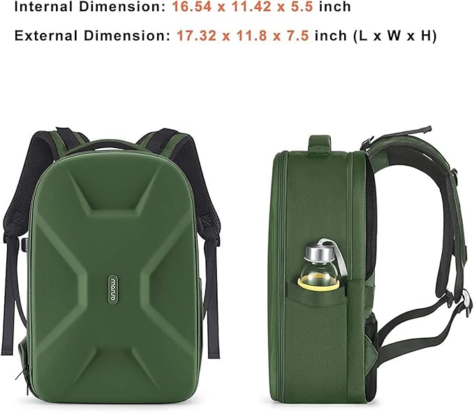 MOSISO Camera Backpack, DSLR/SLR/Mirrorless Photography Camera Bag 15-16 inch Waterproof Hardshell Case with Tripod Holder&Laptop Compartment Compatible with Canon/Nikon/Sony, Army Green