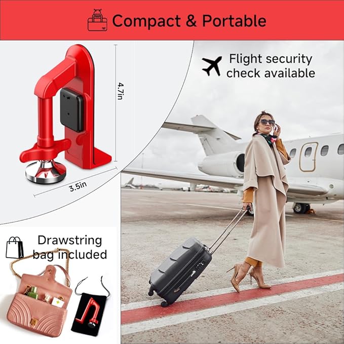 Portable Alarm Door Stopper for Additional Safety in Hotel,Apartment and Bedroom,Removable Bottom Door Jammer Device,Anti Theft Extra Security Lock Kit for Travel. (Alarm Stopper)