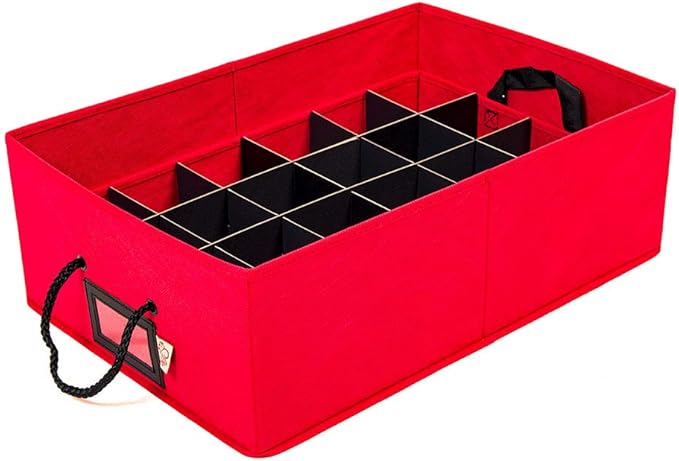 Santa's Bags [Christmas Ornament Storage Box with Dividers] - (Holds 48 Ornaments up to 3 Inches in Diameter) | Acid-Free Removable Trays with Separators | 2 Removable Trays