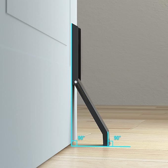 Door Stopper, Door Holder, No Drilling Door Stoppers, Easy Pedal Kick Down Door Stop (1, Black)