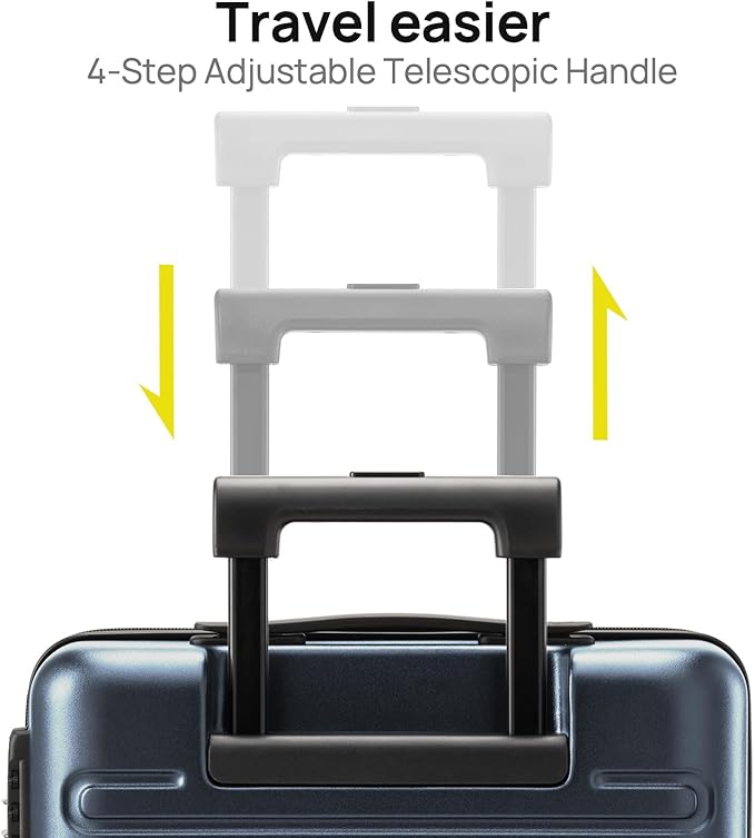 Carry on Luggage 22 X 14 X 9 Airline Approved, 20 Inch Luggage for 3-5 Days Travel, Double Spinner Wheels, 100% Hardshell PC, TSA Lock (09-Grey, Checked 28-Inch)