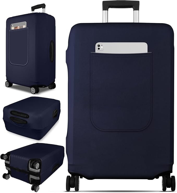 Slohif Luggage Cover for Suitcase Tsa Approved Protector - Luggage Sleeve Suit Case Cover Travel Stretch Large Baggage Case Protective Washable Fit 22-24 Inch Navy Blue