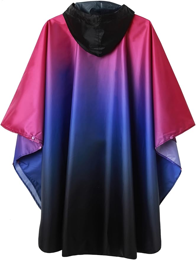 SaphiRose Rain Poncho Jacket Coat Hooded for Adults with Pockets