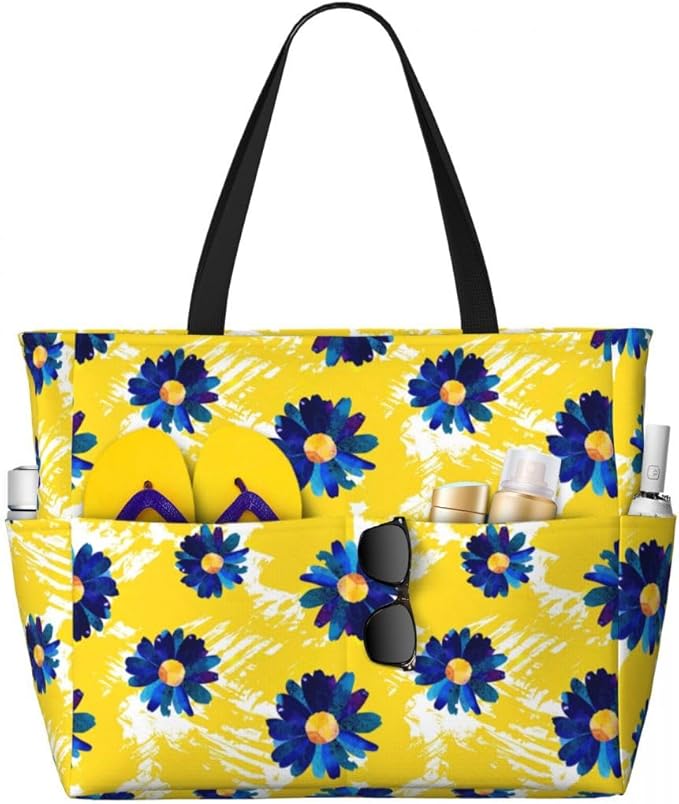 Waterproof Beach Tote Pool Bags for Women Ladies Extra Large Gym Tote Bag for Weekender Travel with Small Pouch
