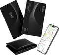 2025[Apple MFi Certified] eirix Air Tags Wallet Tracker Card Work with Apple Find My (iOS Only), Rechargeable Airtag GPS Tracker Item Locator Thin Finder for Wallet, Keys, Luggage, Bags (Black 2Pack)