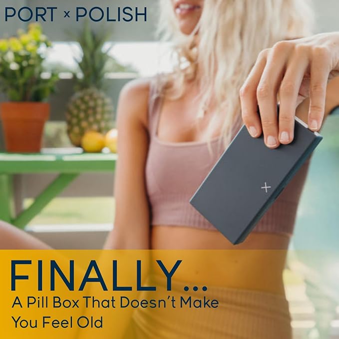 PORT X POLISH Designer Weekly Pill Box Organizer (AM/PM 2X Daily, Lilac) | Compact, Stylish 7-Day Vitamin Supplement Case | Cute Portable Mini Travel Medicine Carrier | BPA-Free Pillbox Caddy