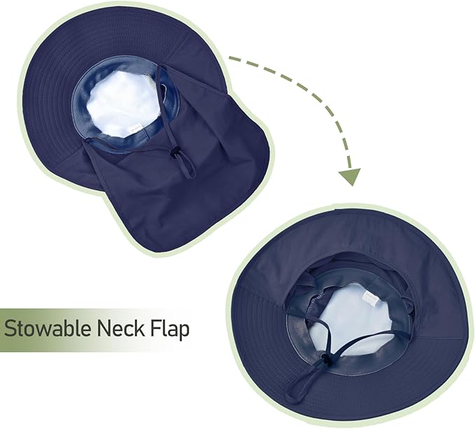 Fishing Hat Breathable Wide Brim Sun Hats with Neck Flap Bucket Hat Outdoor Safari Hat for Men Women UPF 50+ Sun Protection