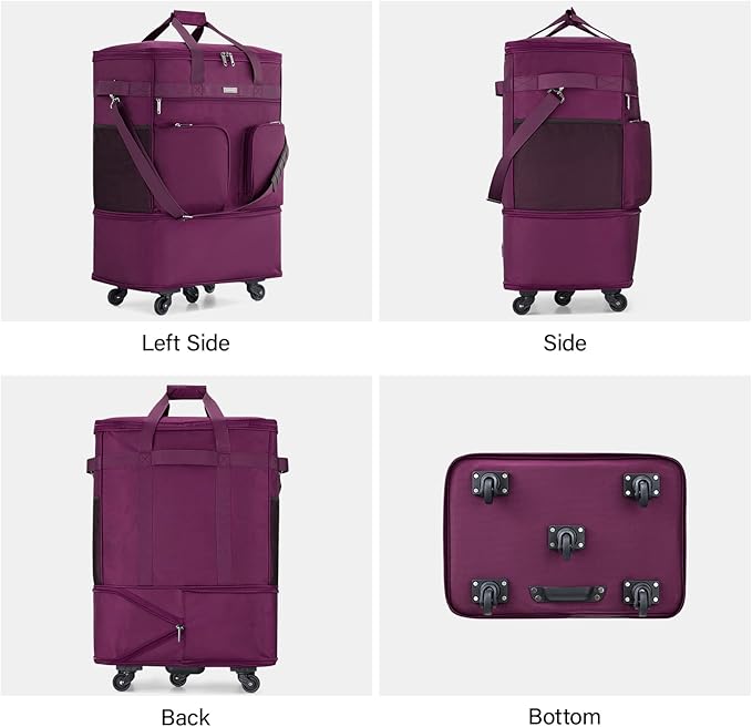 Hanke Expandable Collapsible Luggage with Wheels Suitcase Luggage Rolling Travel Bag Duffel Bag for Men Women Lightweight Suitcase Large Capacity Luggage with Spinner Wheel (Purple)