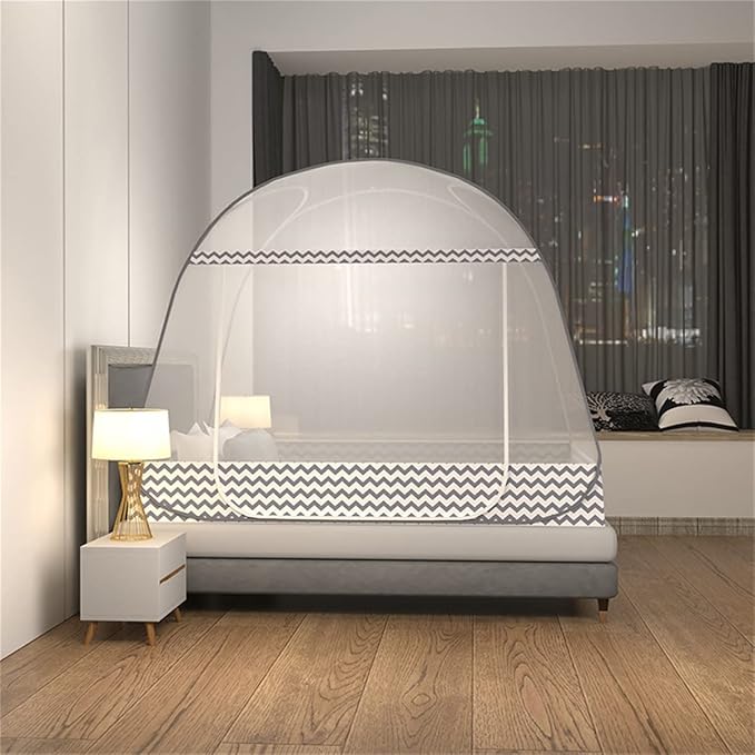 CdyBox Folding Mosquito Net Tent Canopy Curtains for Beds Home Bedroom Decor (Gray, 1.2X2.0m)