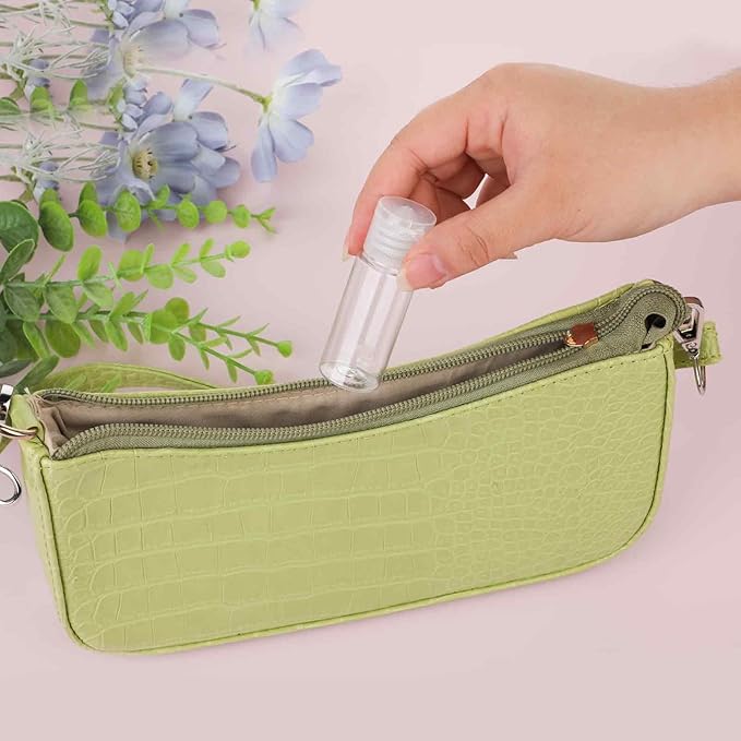 Travel Size Make up Sample Containers, 12 Clear Plastic Mini Travel Bottles, 1/2 Oz, Leak Proof, User-Friendly, Versatile Usage for Travel Liquid Toiletries