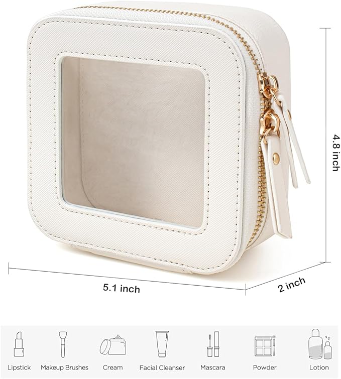 Travel Clear Makeup Bag Set, TSA Approved Cosmetic Bag Case with Zipper Portable Makeup Pouch Toiletry Bag Women Traveling Cosmetic Organizer Storage Bag Car Organizer Car Essentials for Women