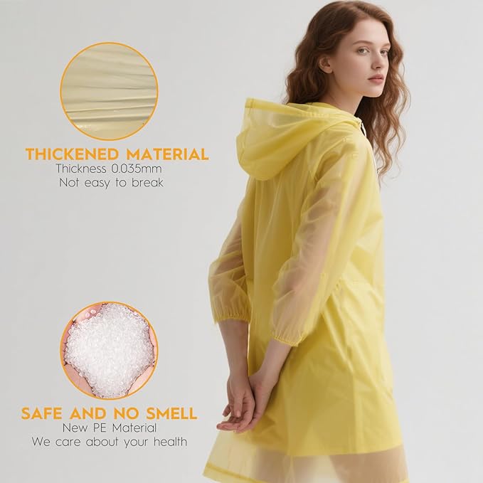 Bruvoalon 6 & 20 Pack Disposable Rain Ponchos for Adults/Youth, Waterproof PE Raincoats with Drawstring, Camping/Emergency