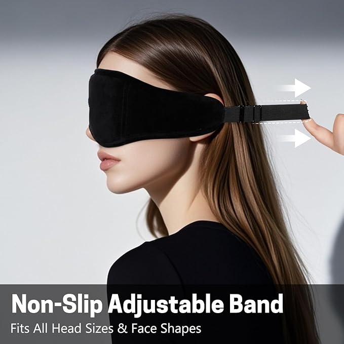 Sleep Mask with Bluetooth Headphones 3D Contour Sleeping Headphones 5.4 Wireless Bluetooth, Ultra-Thin Stereo Speakers Blackout Eye Masks for Men Women Travel Sleep
