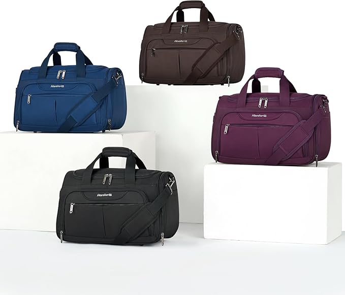 Hanke Underseat Carry On luggage Bags for Travel, Foldable Travel Bags for Women, Soft Lightweight Personal Item Travel Bag Small Carry On Bags for Airplanes, Travel Tote Bags for Women Men.（Coffee）