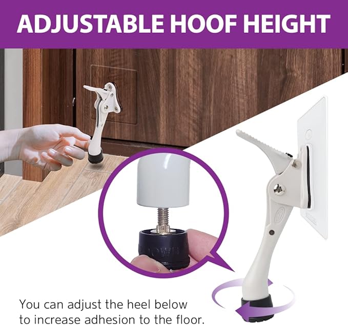 Door Stopper with Adhesive Bracket Stickers, No Drilling or Tools Needed, Available for All Doors, Door Holder, Heavy Door Stop, KickDown Door Stoppers, Bottom of Door by HASHI (Satin Nickel/Bracket)