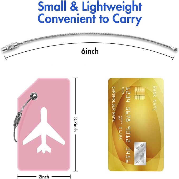 Luggage Tag for Suitcases, Quickly Spot 8 Pack Luggage Identifier Tags, Travel Accessories Name Tags for Backpacks, Suitcases, Travel Bags, Baggage, Cruise - Flexible Silicone(Pink)