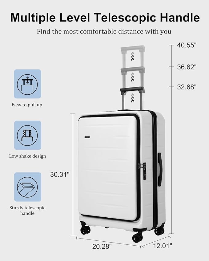 Expandable Checked Luggage, 28 Inch Luggage with Spinner Wheels, Lightweight ABS+PC Hard Shell Large Suitcase with Top Opening, TSA Lock (White, 1PC)