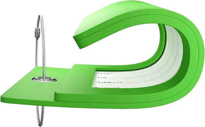 Gostwo 2 Pack Luggage Tags for Suitcases, 26 Initial Letter Travel Luggage Baggage Identification Labels ID Tag Fully Bendable Tags with Stainless Steel Loop (Green) (Letter F)